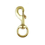 #09 - PACK OF 10 - 4-7/8" X 1-1/4" - Swivel Round Eye Bolt Snap, Solid Brass. 200 lbs Safe Working Load.